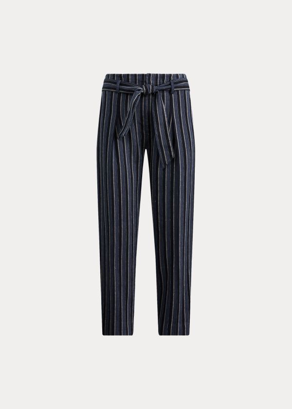 Ralph Lauren Striped Cotton-Linen Bukser Dame Danmark (LABIU3907)